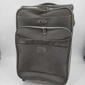 Delsey Carry On Luggage Charcoal Gray Softside Rolling Suitcase‎ 21 Inch Upright
